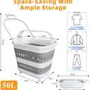 50L Collapsible Plastic Laundry Basket Hamper with Wheels, Foldable Laundry Basket with Handles, Pop Up Storage Container Organizer for Washing Storage