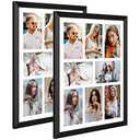 KSROECUD 13x17 Collage frame with 8 Openings 4X6 Pictures, Multiple Picture Frame with Mat, Wall or Tabletop Decor, Black Wood Grain, 2 Pack
