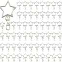 Murtenze 60 Pcs Gold Star Shaped Keychain, Metal Swivel Clasp Spring Snap Hook Chain Hanging Buckle for DIY Crafts, Keychain Makers