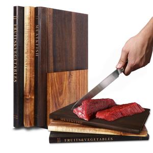 Book Cutting Board Set of 3 With Stand, Solid Acacia Cutting Boards That Look Like Books, Decorative Cutting Board Book Set for Kitchen, Unique Book Cutting Boards Gift