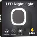 YUNLEX 4 Pack Daylight White Night Light, Gentle Eye-Care with Dimmable Wide-Glow, Indirect Reflection, Auto Dusk to Dawn Sensor, Plug in for Hallway, Kitchen, Garage, Laundry, as Mother Gifts