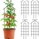 ARIFARO 32" Metal Garden Trellis for Climbing Plants, 4 Pack Plant Trellis for Potted Plants, Indoor Outdoor Black Trellis for Vines, Flowers, Cucumbers, 13.4" Wide