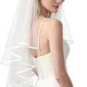 Wedding Veil,Bridal Veil,Veils for Women Wedding,2 Tiers White Bridal Veils with Comb,Tulle Veils for Brides