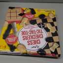 Regal Games - Reversible Wooden Board for Chess, Checkers & Tic-Tac-Toe - 24 Interlocking Wooden Checkers and 32 Standard Chess Pieces - for Age 8 to Adult for Family Fun (10.5 Inch - Reversible)