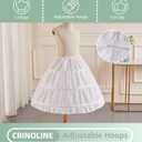 Girls Petticoat Underskirt with 3 Hoops Full Slip Crinoline Skirt (White)