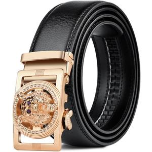 Numney Luxury Men Belts Black Leather 1.38 inch Width Designer Belts for Men,Used for Mens Dress Casual Adjustable Belt (Black)