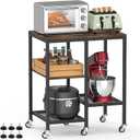 Kitchen Microwave Cart,Microwave Stand with Wheels,Coffee Bar Table Station,4-Tier Rolling Baker's Rack,Small Appliance Storage Shelf,Utility Side Table for Kitchen,Living Room (Rustic Brown)