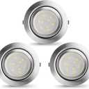 LED Puck Lights Wired Recessed Under Cabinet Lighting Dimmable,2.4In Cutout Halogen Bulb Retrofit,12V Under Counter Light Fixtures for Kitchen, Shelf Lamp,3000K Warm White Round Cabinet Lights, 3pcs