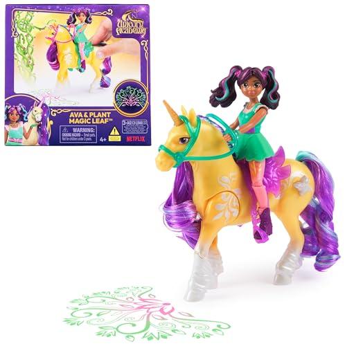 Unicorn Academy, Ava & Plant Magic Leaf with Light-up Effect, 2 Riding Accessories, Dolls & Unicorn Toys for Girls Ages 4 and up