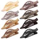 Flat Hair Clips for Women, 8 Pack French Concord Claw Clips for Medium Curly Hair, Strong Hold No Slip Grip Hair Claw Clips,mother's day gifts, Neutral Colors D (Black, Grey,Khaki, White, Brown,Dark GreyLight Gray)