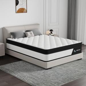 12 Inch Queen Mattress in a BoxWhiteMedium Firm FeelIndividually Wrapped Coils for Motion Isolation and Breathable Fire-Resistant Knit Cover, CertiPUR-US Certified Foam