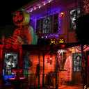 2 x Scary Halloween Curtains, 2 Pcs Creepy Halloween Windows Silhouette, Outside Blood Windows Decorations, Suitability Indoor Outdoor Horror Theme Party Window Decor