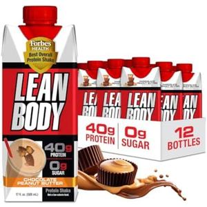 Lean Body Ready-to-Drink Protein Shake, 40g Protein, Whey Blend, 0 Sugar, Gluten Free, 22 Vitamins & Minerals, (Recyclable Carton & Lid - Pack of 12) LABRADA, Chocolate Peanut Butter, Best Before Date 03/13/2026