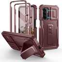 Dexnor for Samsung Galaxy A17-5G Case, [2 Front Frame] [Bulit-in Magnetic Slide Camera Cover & Kickstand] Heavy Duty Protection Shockproof Samsung A17-5G Case with Screen Protector, 6.7in Maroon Red