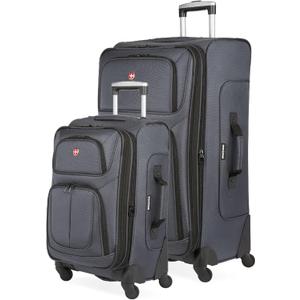 SwissGear Sion Softside Expandable Luggage with Spinner Wheels, Dark Grey, 2-Piece Set (21/25)