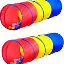 2 Pack Pop Up Tunnel TentTunnel Tent, Collapsible Gift,Indoor Outdoor (Red,Yellow,Blue)