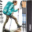 Foxelli Carbon Fiber Trekking Poles Lightweight Collapsible Hiking Poles with Cork Grips, Quick Flip Locks & All-Terrain Accessories Adjustable Height Hiking Sticks for Men & Women