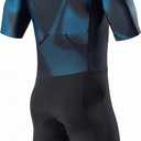 Santic Men’s Short Sleeve Triathlon Suit – One-Piece Tri Suit with Padding & Rear Pockets, Quick-Dry Performance Swim Bike Run Triathlon Gear for Training & Racing,Green L