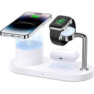 Magnetic Wireless Charger for iPhone: 3 in 1 Charging Station for Multiple Device Apple - 18W Fast Mag-Safe Charger Dock Stand for iPhone 16e 16 15 14 13 12 Pro Max Apple Watch iwatch & Airpods