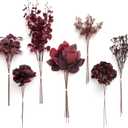 Ling's moment Artificial Greenery Stems Box Set, 35pcs with 7 Kinds of Faux Flowers Picks for DIY Bridal Bouquets Wedding Floral Arrangement Table Centerpieces, Moody Burgundy