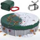 Extra Thick 24FT Round Swimming Pool Cover for Above Ground, Above-Ground Pool Cover with Winch and Cable, Windproof Tarp Straps UV-Resistant, Reinforced Edges (Army Green)