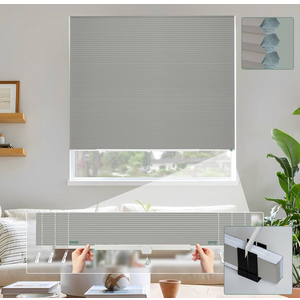 Blankendon Cellular Shades No Tools No Drill Custom Honeycomb Blinds Blackout for Window Easy Cut to Size Cellular Blind Pearl White, 39" W(27"-39") x 64" H 2Packs