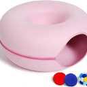 Large Cat Tunnel Bed for Indoor Cats with 3 Toys, Scratch Resistant Donut Cat Bed, Up to 30 Lbs (Pink)