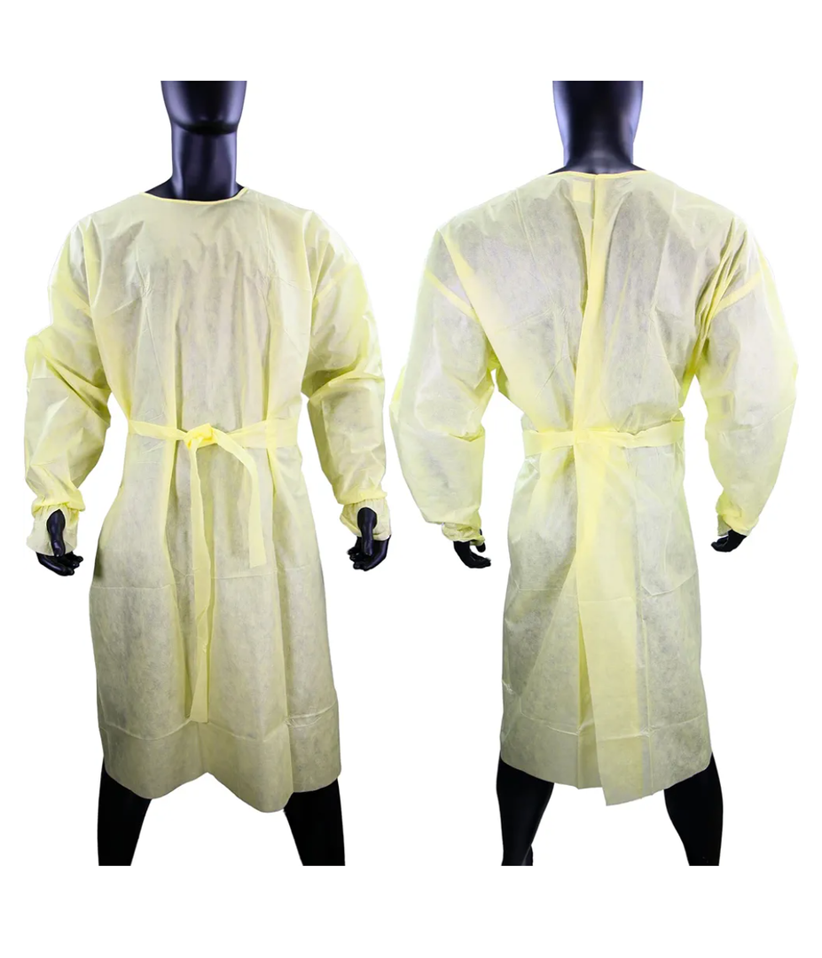 Frontline Disposable Isolation Gowns (10 Pack) Hospital Gowns for Women and Men PPE Medical Equipment Yellow Disposable Medical Gown Yellow