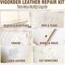 Vigorder Cream Leather Repair Kit for Furniture, Vinyl Repair Kit for Car Interior, Sofa, Purse and Jacket, Restore Any Material with Super Easy Instructions to Fix Scratches, Tears, Holes, Peeling