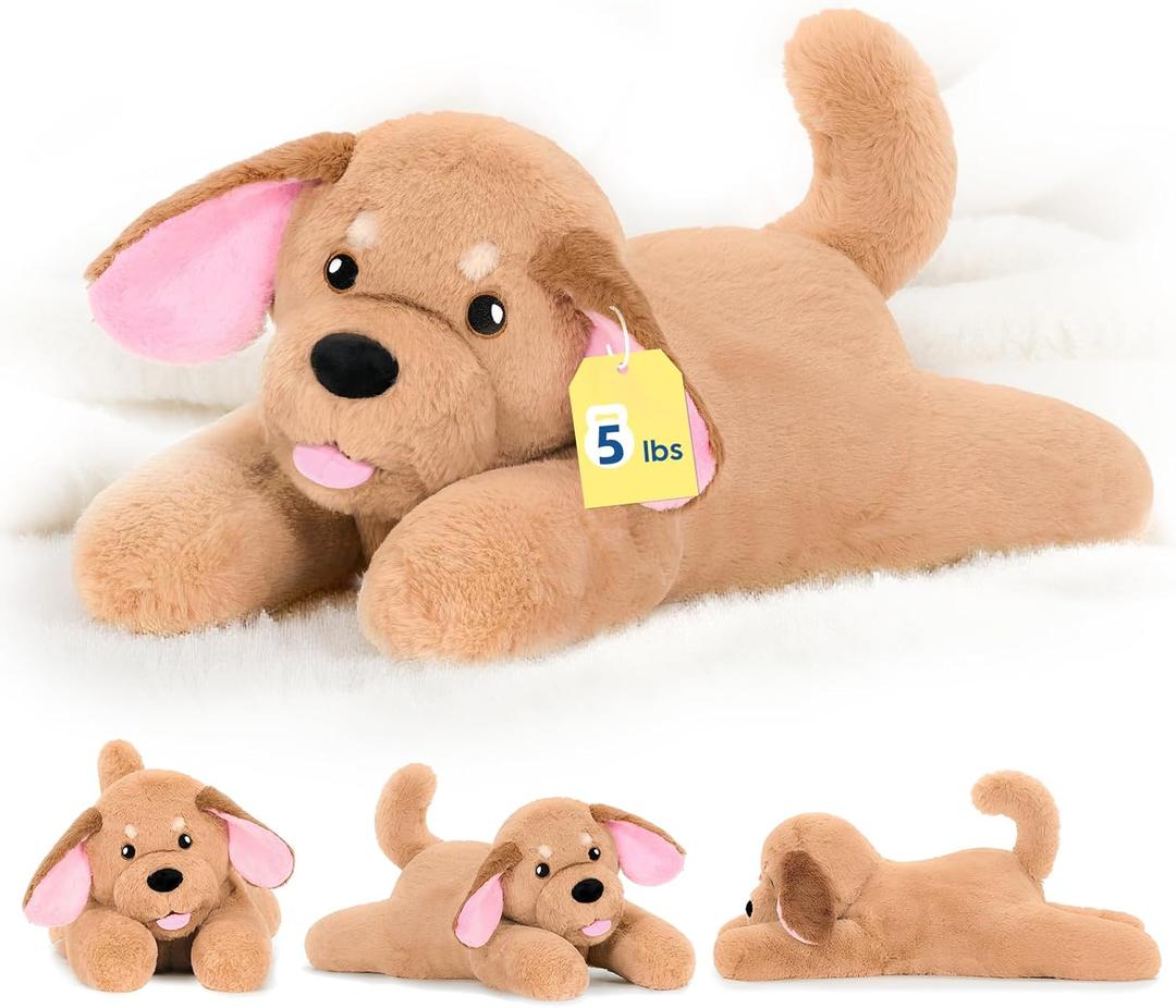 PEACH CAT 25.6 inch 5 lbs Golden Retriever Dog Weighted Stuffed Animals Large Weighted Plush Soft Puppy Plushies Toys Gifts for Kids Adults