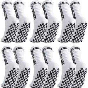 6 Pairs Non Slip Soccer Socks Stripe Anti Slip Football Baseball Athletic Soccer Socks for Men Women