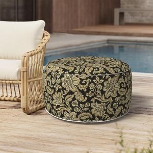 Outdoor Inflatable Stool Ottoman D31”xH14”, All Weather Portable Footrest Stool, Furniture Stool Ottomans for Home Garden Beach, Jacobean Black