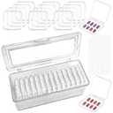 1 Storage Box and 14 Pcs 2.9" Press On Nail Boxes with 60 Pcs Adhesive Double Sided Tape, Press On Nail Packaging Boxes Acrylic Container Artificial False Nail Organizer Fake Nail Display Box