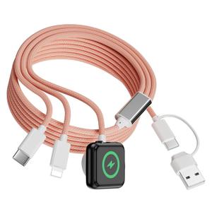 3 in 2 Charger Cable for Apple Watch, Fast Phone Watch Charger USB C Multi Fast Charging Cable Compatible with iWatch Ultra/SE/10/9/8/7/6/5/4/3/2/1 & iPhone 16/15/14/13/12,6ft (Pink)