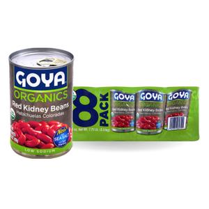 Goya Organic Red Kidney Beans, Low Sodium with Sea Salt, 15.5 Ounce (Pack of 8)