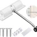 Automatic Door Closer, Zinc Alloy Safety Spring Door Closer Adjustable 30 kg Closing Door Hinge (White)