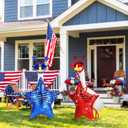 Abbylike 2 Set 4th of July Porch Goose Outfit 250th Red Blue Disco Sequin Star Yard Goose Costume Clothes Fits Large 23'' Cement for Independence Day American Patriotic Statue Patio Garden Art Decor