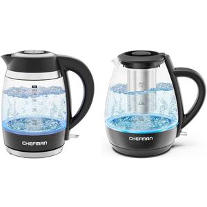 Chefman 1500W Electric Kettles Bundle with 1.8L & 1L Removable Tea Infuser Kettles, Auto Shut Off
