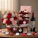 Geosar 30 Pack Conversation Heart Ornaments Valentines Day Decorations, Glitter Matte Heart Shaped Hanging Baubles for Christmas Tree Wedding Home Decor (Red,Silver,Pink)