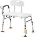 TABEKE Tub Transfer Bench for Bathtub, FSA/HSA Eligible 500lb Compact Shower Chair with Backrest & Padded Armrest, Height Adjustable Shower Bench W.Suction Cups, Shower Seat for Elderly and Disabled (Large)