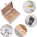 Hicarer Wedding Ring Bearer Box and The Two Become One Mr. and Mrs. Diamond Ring Box Holder Elegant Wedding Gift, 5W x 6D x 2H(White)