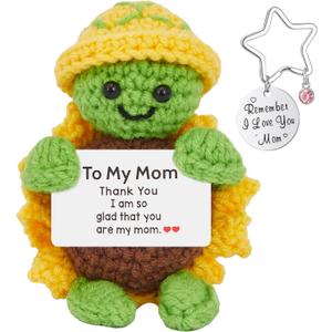 Handmade Positive Crochet Turtle – Mini Funny Cute Turtle Mothers Day Gifts for Mom from Daughter Son, Emotional Support Small Present for Mama, Mommy, Mother in Law, Birthday Gift