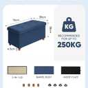 B FSOBEIIALEO Storage Ottoman with Tray, Foot Stools and Ottomans with Legs, Storage Cube Seat Linen Blue 30", Large