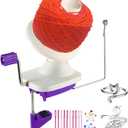 Yarn Ball Winder, Hand Purple Ball Winders for Yarn, Yarn Winder with Easy Installation for Yarn Storage +2PCS Adjustable Knitting Loop Crochet+10 PCS Stitch Knitting Needles +10 PCS Plastic Needles