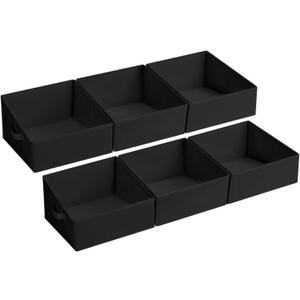 DIMJ Trapezoid Storage Bins for closet shelves, Closet Organzier Bins with Handle, Foldable Closet Storage Bins Basket, Closet Organizers and Storage for Toys, Books, 6 Packs, Black (6 Bins 11.4"x11.4"x7.8")
