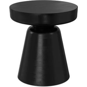 SIMPLIHOME Robbie Solid Mango Wood 16 inch Wide Round Boho Contemporary Rustic Accent Table in Black, Fully Assembled for The Living Room and Bedroom (16 inch, Black)