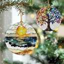 2 x Beach Sunset Ornament, Christmas Ornament  Christmas Tree Decor, Holiday Decoration, Stocking Stuffer, Festive Gift Idea, Gifts for Ocean Lover, Nature Lover, Friends, and Family