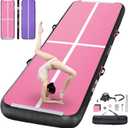 FBSPORT Inflatable Air Gymnastics Mat Training Mats 4/8 inches Thickness Gymnastics Tracks for Home Use/Training/Cheerleading/Yoga/Water with Pump (10ftL*3.3ftW*8inH, Pink+Purple)