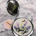 Leimandy Embroidered Pocket Mirror Double-Sided 1x/2x Makeup Mirrors Portable Compact Mirror for Purse Bridesmaid Gift Bridal Shower Gift Birthday Gift L1 (Purple Lavender)