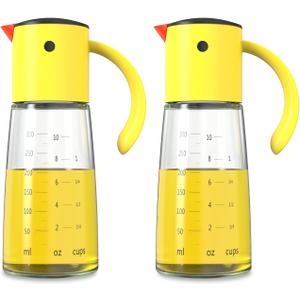 Vucchini Olive Oil Dispenser Bottle for Kitchen Auto Flip Vinegar Dispenser-Leakproof Soy Sauce Dispenser Glass Cruet, Non-Drip Spout Cooking Dispenser (Set of 2, 10 oz)